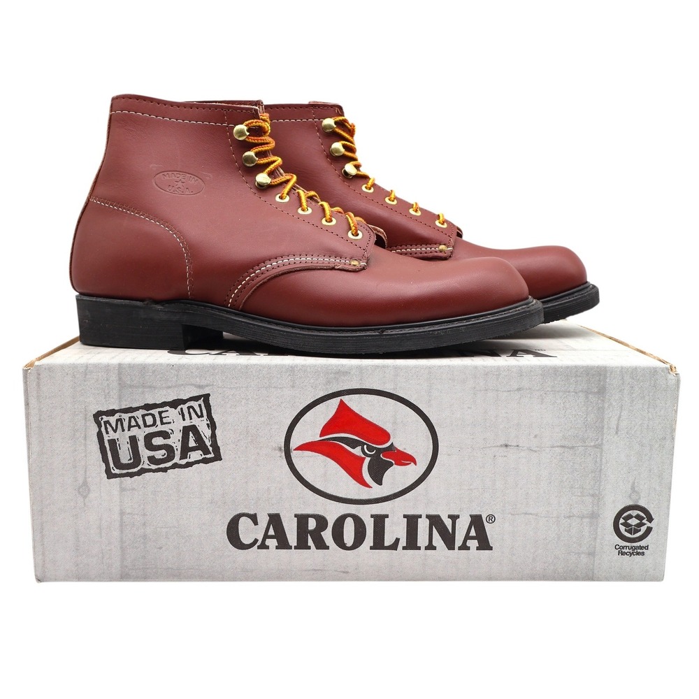 Carolina Work Boots Mens 9.5 D Vintage Made in USA Redwood Leather Stock 348 NEW
